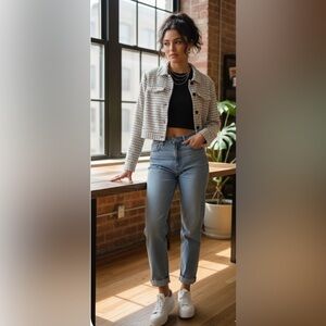 SHEIN Black and White Checkered Jacket